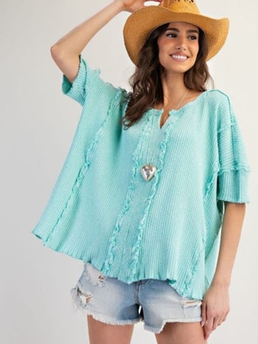 NWOT! Easel Textured Ribbed Knit Top